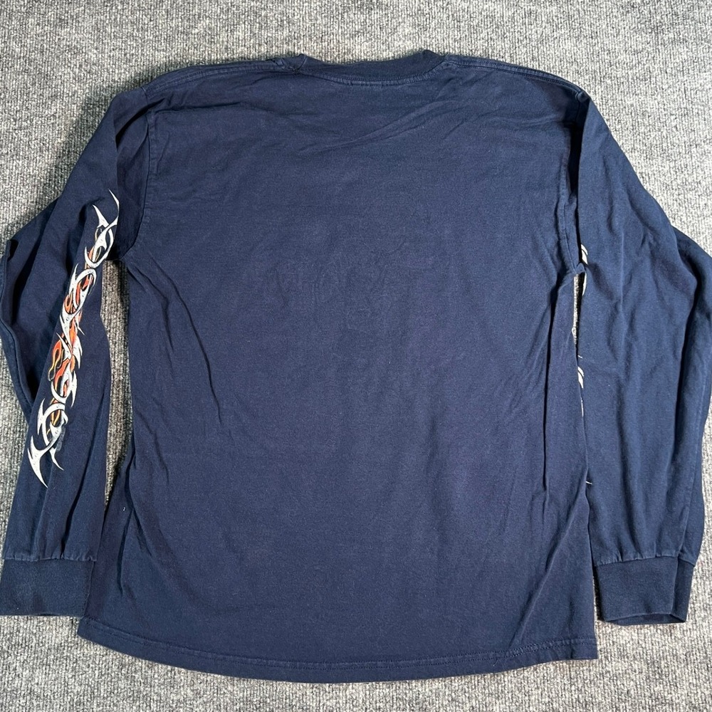 Vintage NHRA Drag Racing T-Shirt Men Large Navy Blue Long Sleeve Tribal Flames - Picture 5 of 9